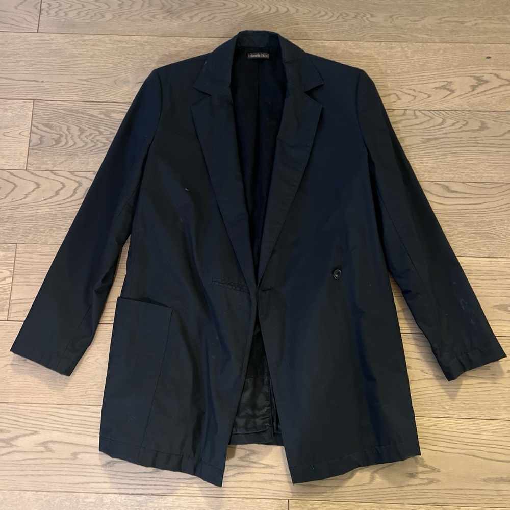 Daniela Bizzi Black Vintage Italian Made Blazer Button Jacket Size 42 Dark Goth